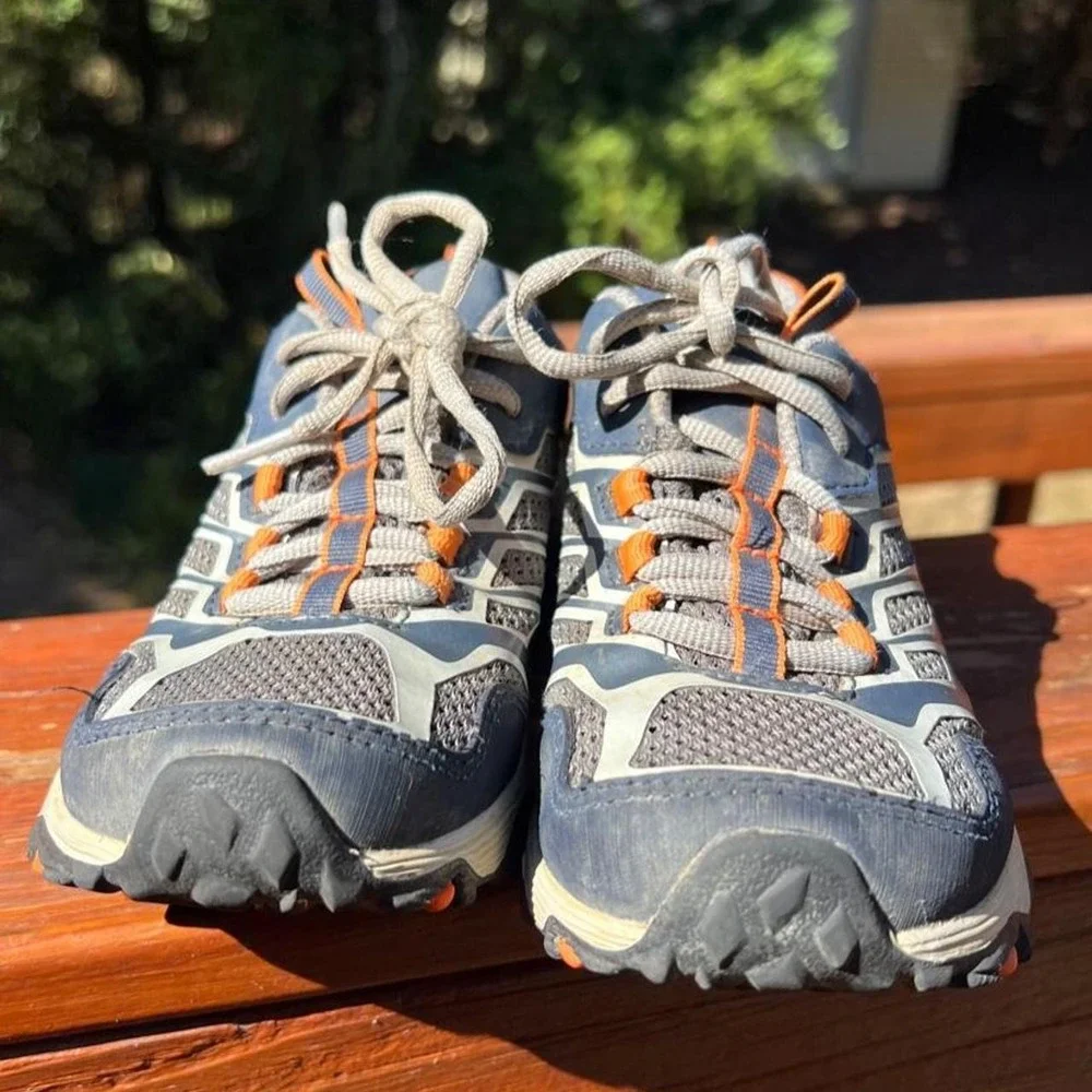 Merrell Moab FST Low Waterproof Hiking Sneakers Navy Orange Youth 1M